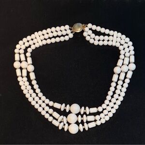 White Multi-Strand Beaded Necklace - Elegant Women’s Jewelry